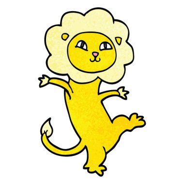 çizgi film doodle mutlu aslan