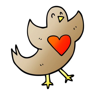 aşk kalp karikatür doodle kuşla