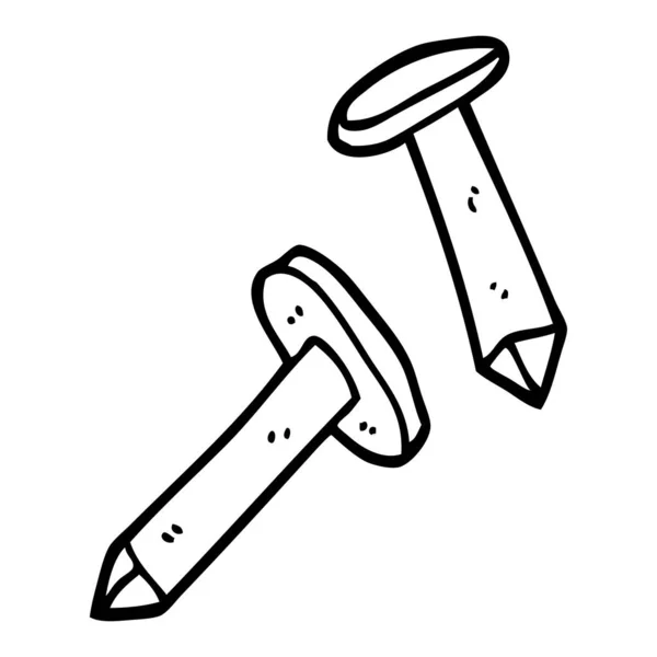 Line Drawing Cartoon Nails — Stock Vector