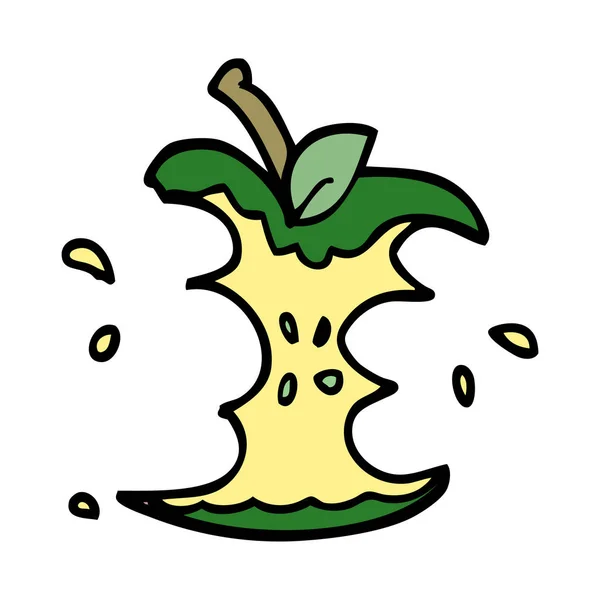 Kreskówka Doodle Soczyste Nadgryzione Jabłko — Wektor stockowy