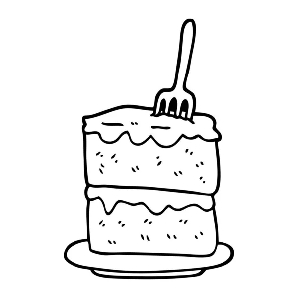 Black White Cartoon Slice Cake — Stock Vector