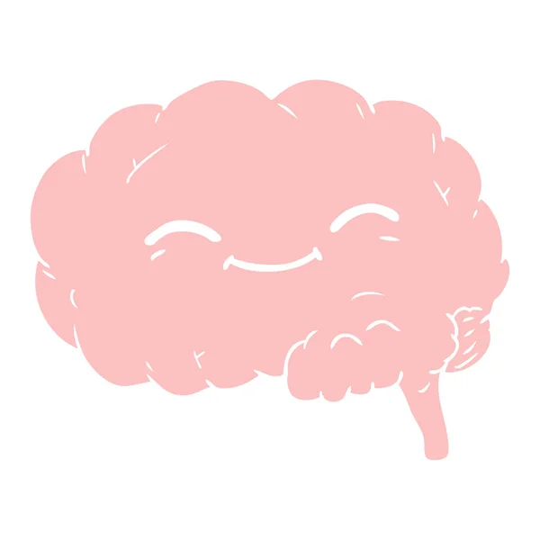 Εγκέφαλος Καρτούν Στυλ Επίπεδη Χρώμα — Διανυσματικό Αρχείο