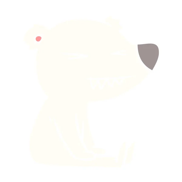 Arrabbiato Orso Polare Piatto Colore Stile Cartone Animato — Vettoriale Stock