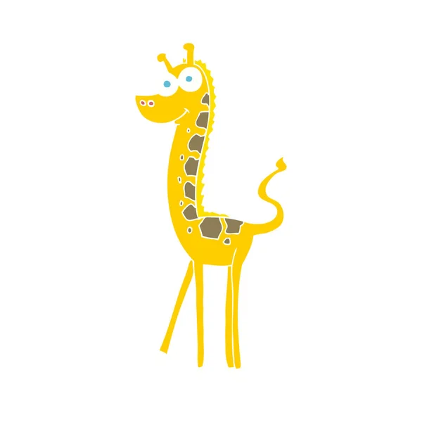 Zürafa Düz Renkli Çizimi — Stok Vektör