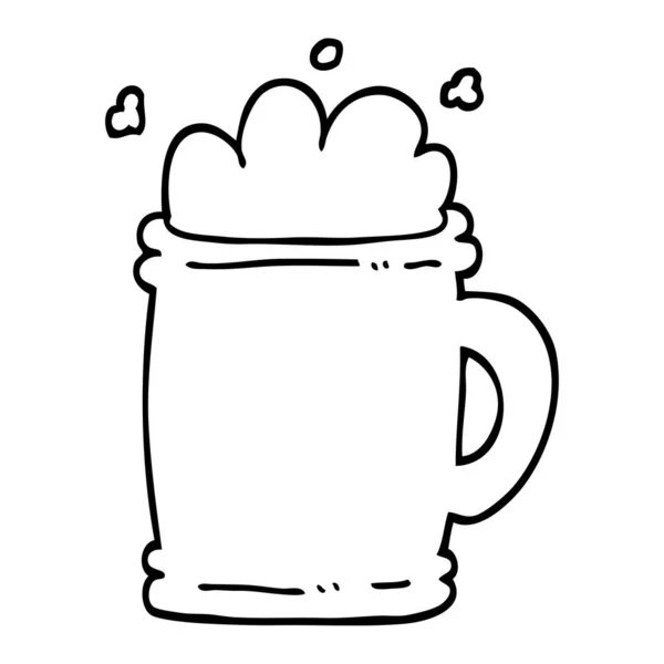 Black White Cartoon Beer Tankard — Stock Vector