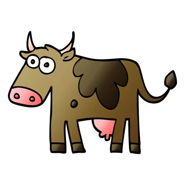 Dessin Animé Doodle Ferme Vache — Image vectorielle