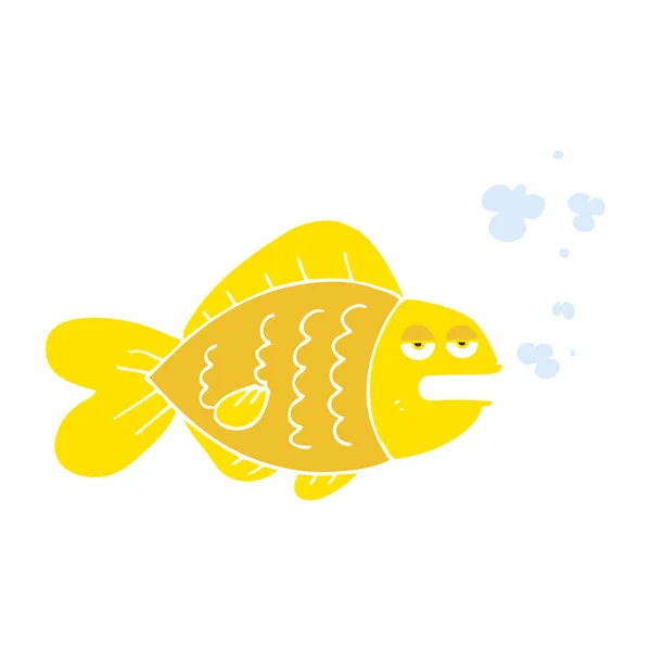 Flat Color Illustration Funny Fish — Stock Vector