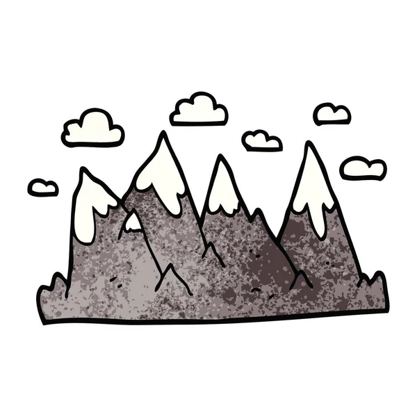 Bande Dessinée Doodle Chaîne Montagnes — Image vectorielle