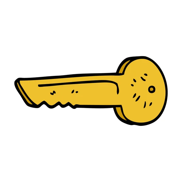 Cartoon Doodle Gold Key — Stock Vector