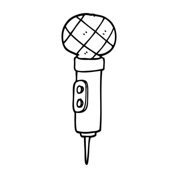 Línea Dibujo Dibujos Animados Micrófono Oro — Vector de stock
