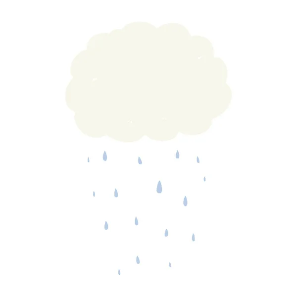 Flat Color Style Cartoon Rain Cloud — Stock Vector