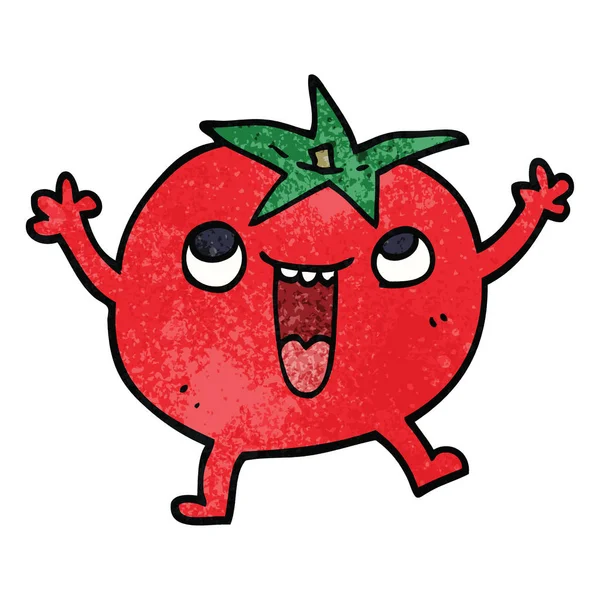 Dessin Animé Gribouille Tomate Heureuse — Image vectorielle