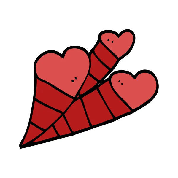 Desenhos Animados Doodle Amor Corações — Vetor de Stock