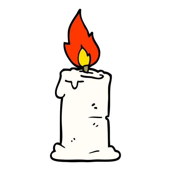 Cartoon Doodle Lit Candle — Stock Vector