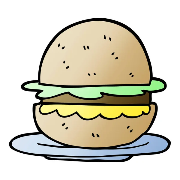 Vettoriale Gradiente Illustrazione Cartone Animato Hamburger — Vettoriale Stock