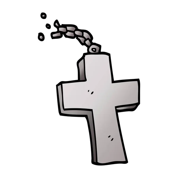 Dessin Animé Doodle Croix Argent — Image vectorielle