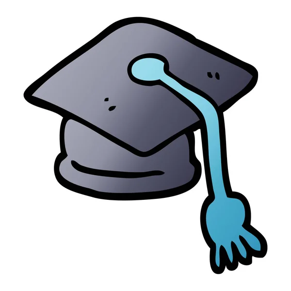 Vector Gradiente Ilustración Dibujos Animados Sombrero Graduación — Vector de stock