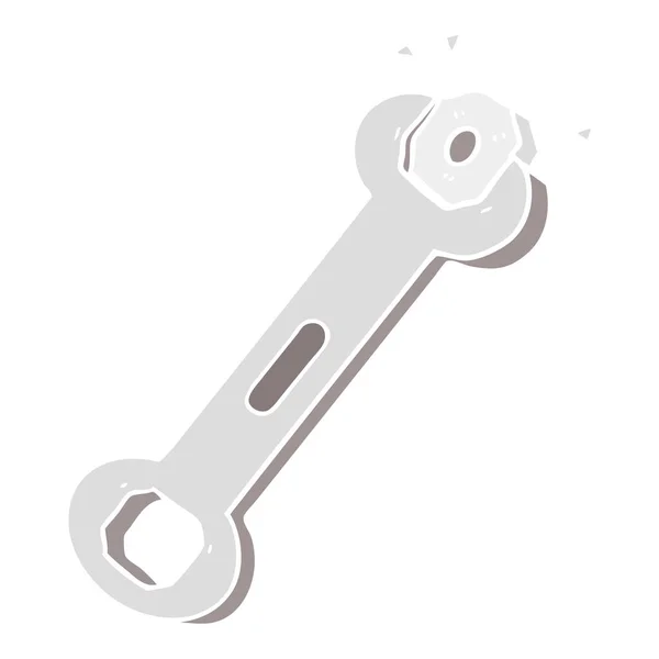 Egale Kleur Stijl Cartoon Spanner Draaiende Moer — Stockvector