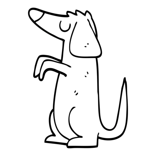 Line Drawing Cartoon Well Behaved Dog — Stock Vector