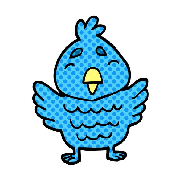 Dessin Animé Doodle Oiseau Bleu — Image vectorielle