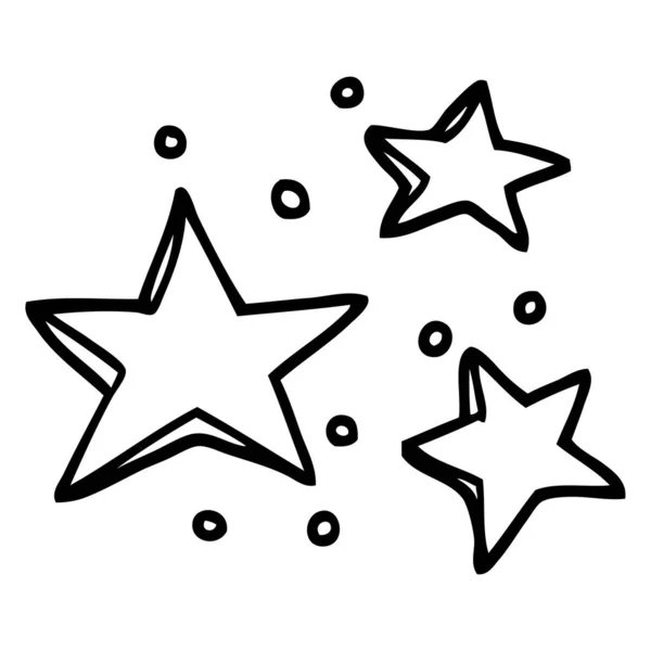 Black White Cartoon Decorative Stars — Stock Vector