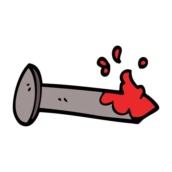 Cartoon Doodle Bloody Nail — Stock Vector