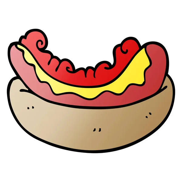 Cartoon Doodle Hotdog Een Broodje — Stockvector