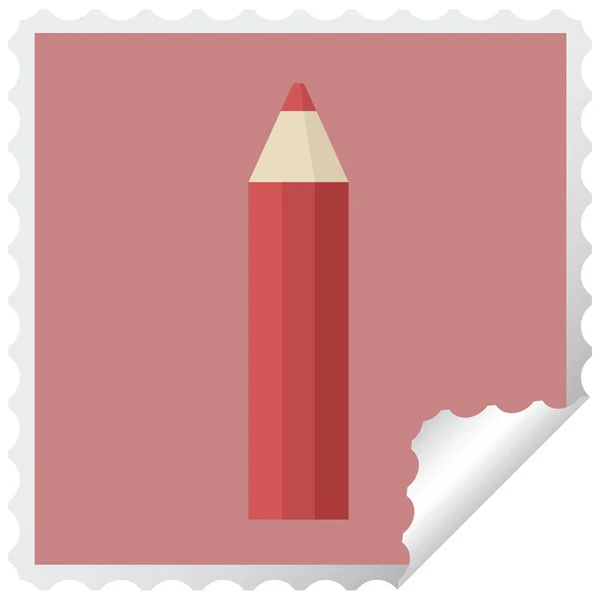 Rode Kleuren Potlood Grafische Vierkante Sticker Stempel — Stockvector