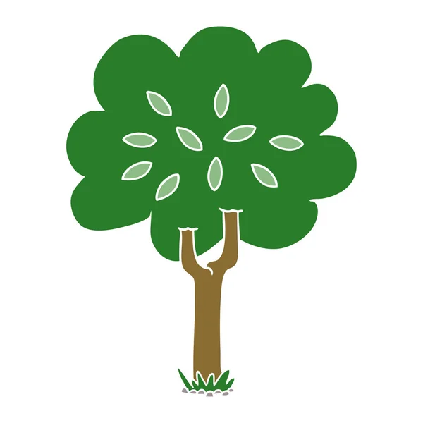Flache Farbe Stil Cartoon Baum — Stockvektor