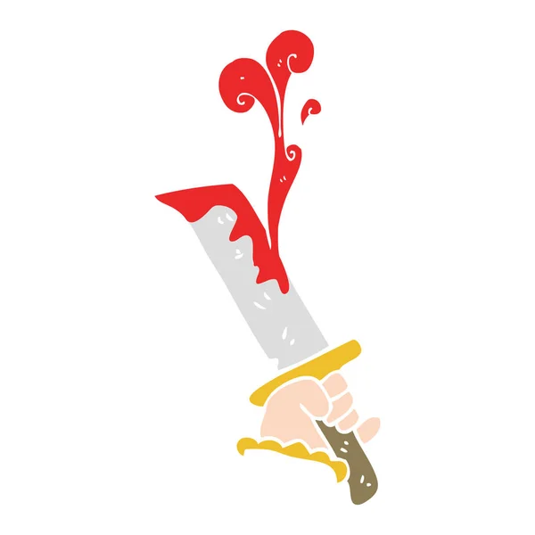血まみれの短剣を持つ手のフラット カラー イラスト — ストックベクタ