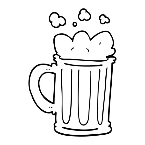 Linienzeichnung Cartoon Pint Bier — Stockvektor