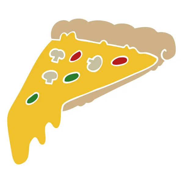 Platt Färg Stil Tecknad Pizza Slice — Stock vektor