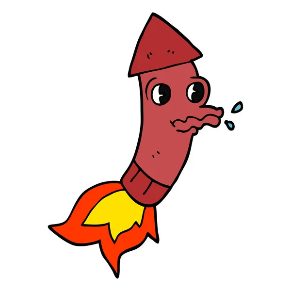 Zeichentrick Doodle Rakete — Stockvektor