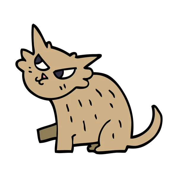 Dibujos Animados Garabato Astuto Gato — Vector de stock