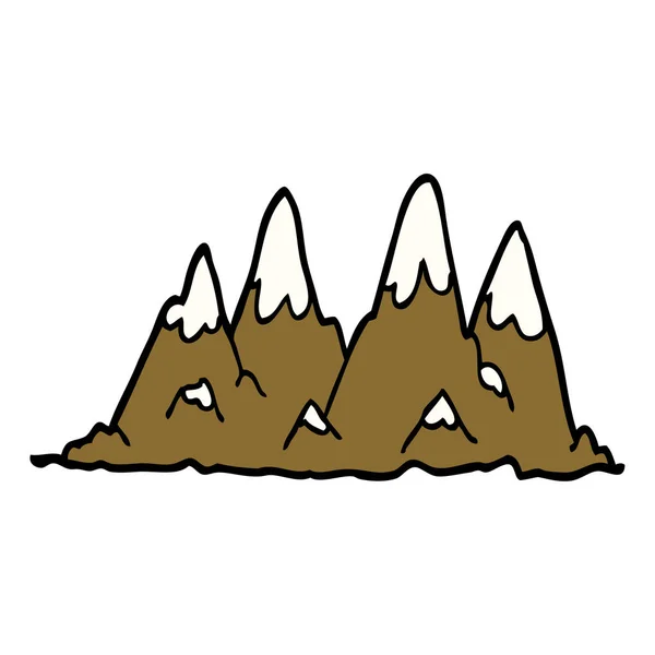 Bande Dessinée Doodle Chaîne Montagnes — Image vectorielle