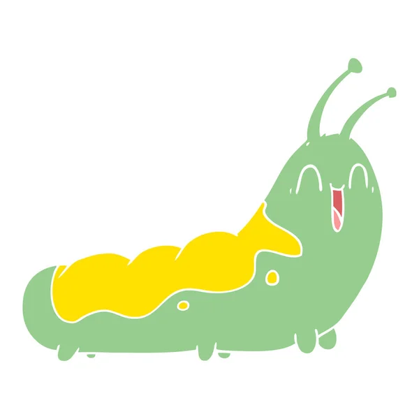 Funny Flat Color Style Cartoon Caterpillar — Stock Vector