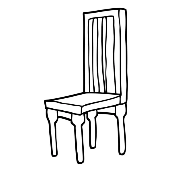 Chaise Bois Dessin Animé Noir Blanc — Image vectorielle