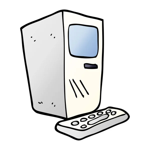 Fumetto Doodle Ufficio Computer — Vettoriale Stock