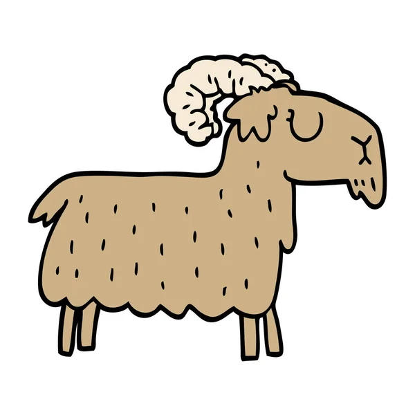 Cartoon Doodle Stubborn Goat — Stock Vector