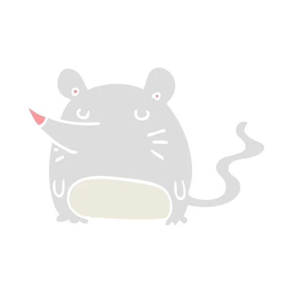 Ποντίκι Καρτούν Στυλ Επίπεδη Χρώμα — Διανυσματικό Αρχείο