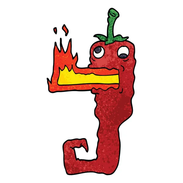 Kartun Doodle Red Hot Chili - Stok Vektor