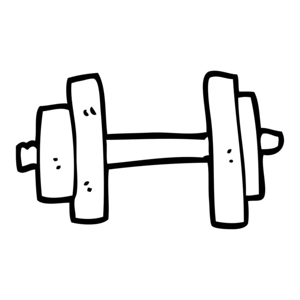 Line Drawing Cartoon Gym Weights — Stock Vector