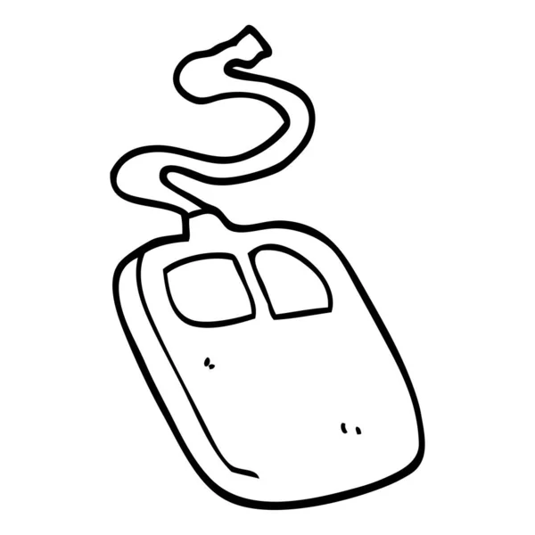 Desenho Linha Desenhos Animados Mouse Computador Velho —  Vetores de Stock