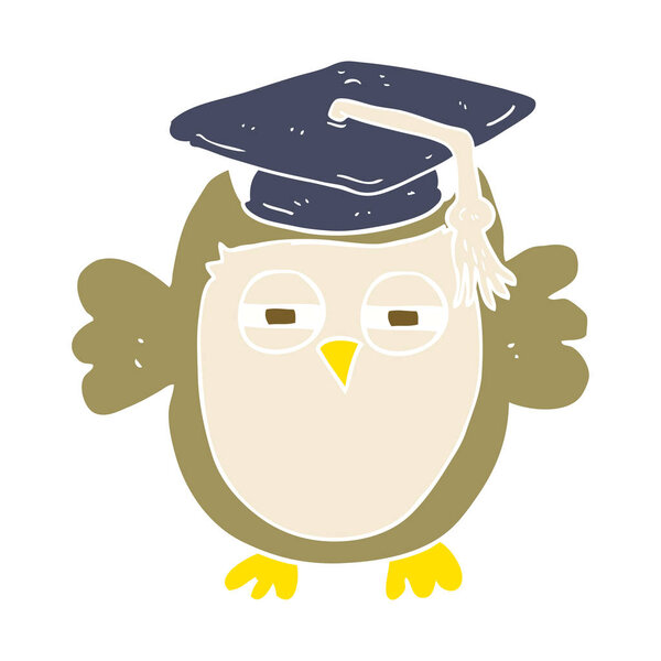 Плоская цветная иллюстрация умной совы

