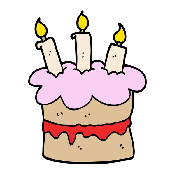 Bolo Aniversário Doodle Desenhos Animados — Vetor de Stock