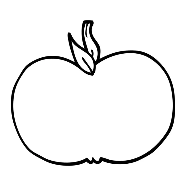 Rysowanie Linii Kreskówka Soczyste Jabłko — Wektor stockowy