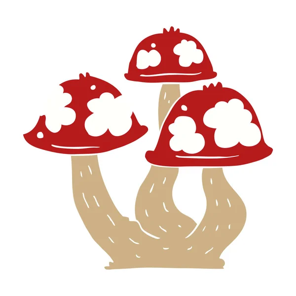 Cogumelos Desenho Animado Estilo Cor Plana — Vetor de Stock