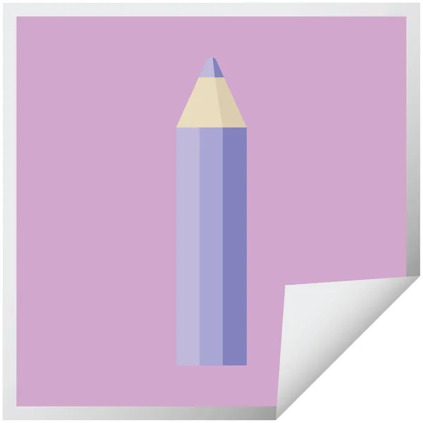 紫色着色铅笔图形向量例证正方形贴纸 — 图库矢量图片