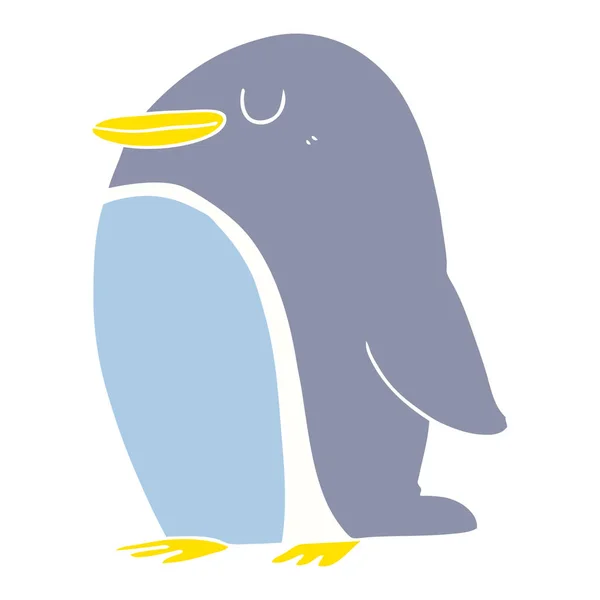 Flat Color Style Cartoon Penguin — Stock Vector