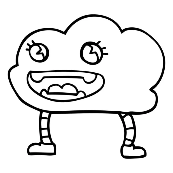 Linienzeichnung Cartoon Wetterwolke — Stockvektor